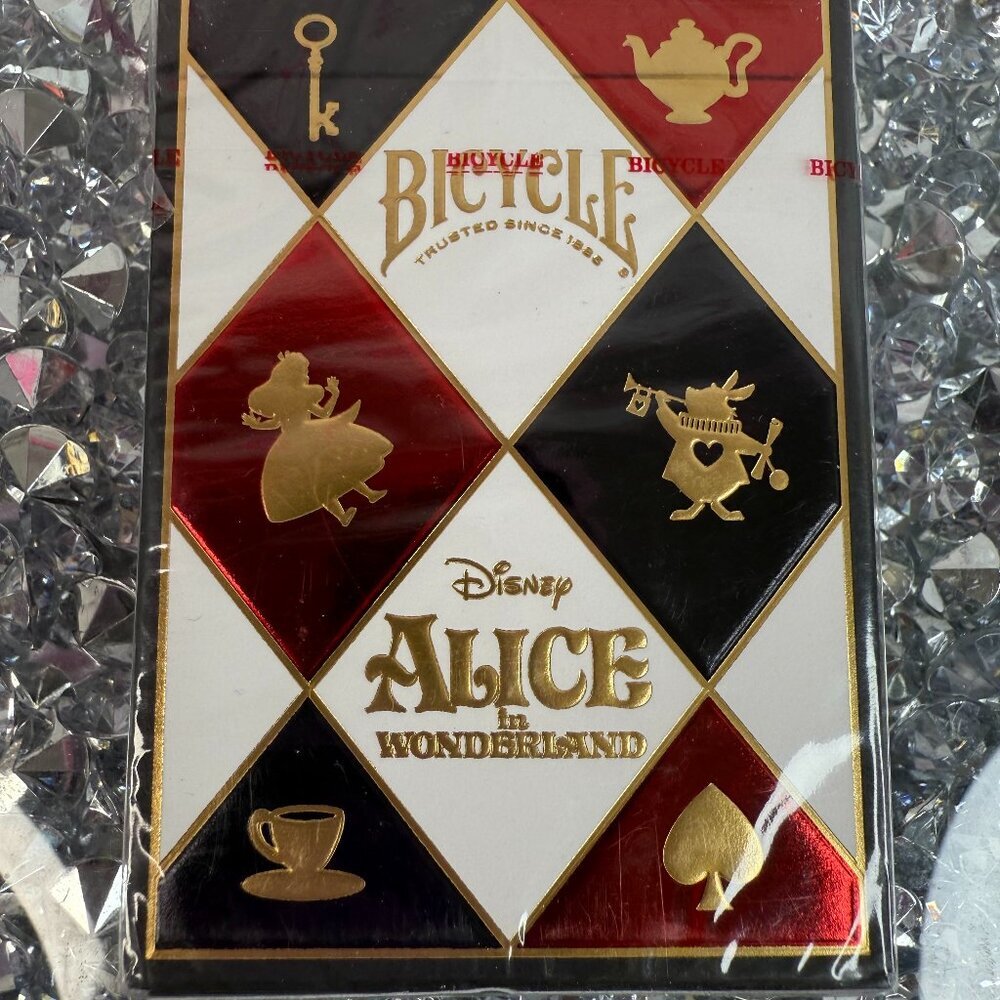disney bicycle collectible cards alice in wonderland shiny red white black gold